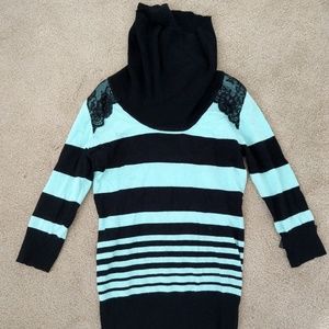 Stripe Sweater with Turtleneck